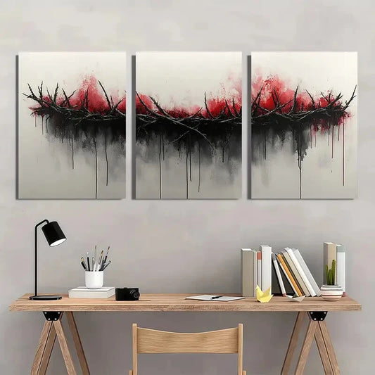 3pcs Watercolor Crown of Thorns Metal Print Ready to Hang Art