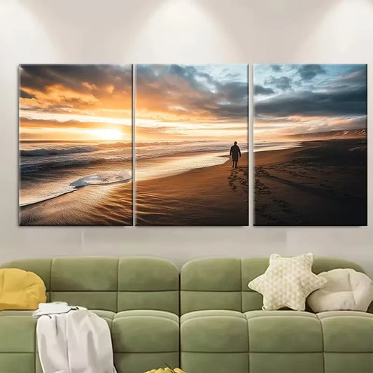 3pcs Stunning Diamond Beach Metal Print Ready to Hang Art