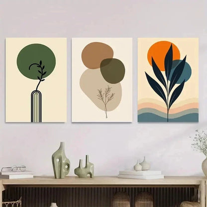 3pcs Botanical Minimalist Style with Neutral Wall Art Set Canvas Framed 40x60cm - High Quality Print 100% Australian Made Wall Canvas Ready to Hang