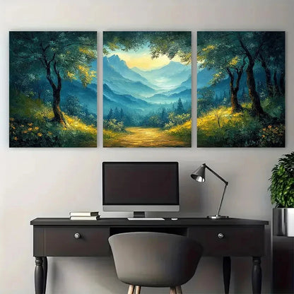 3pcs Forest Mountain Nature Inspired Landscape Metal Print Ready to Hang Art