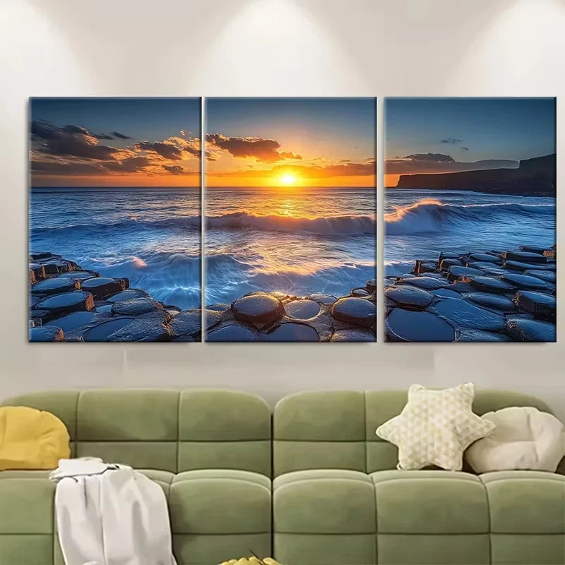 3pcs Giants Causeway Northern Ireland Metal Print Ready to Hang Art