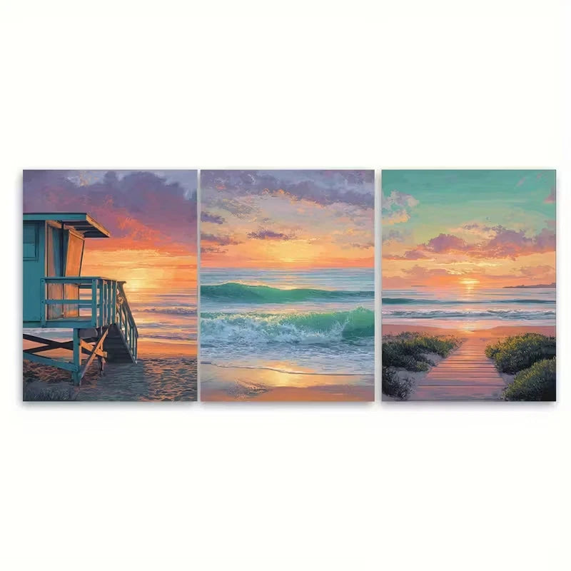 3pcs Virginia Beach Metal Print Ready to Hang Art