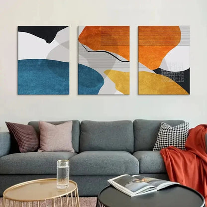 3pcs Geometric Minimalist Art Prints, Metal Print Ready to Hang Art
