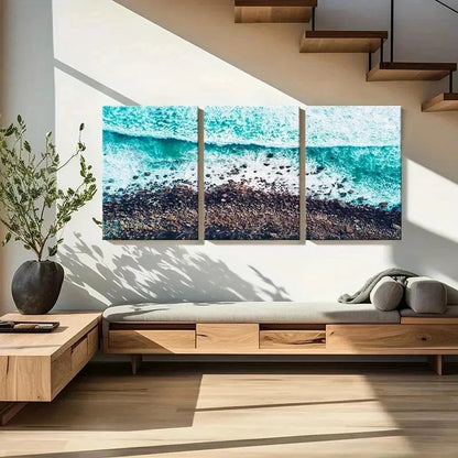 3pcs Ocean Waves Beach Nature Landscape Wall Art Set Canvas Framed 40x60cm - High Quality Print 100% Australian Made Wall Canvas Ready to Hang