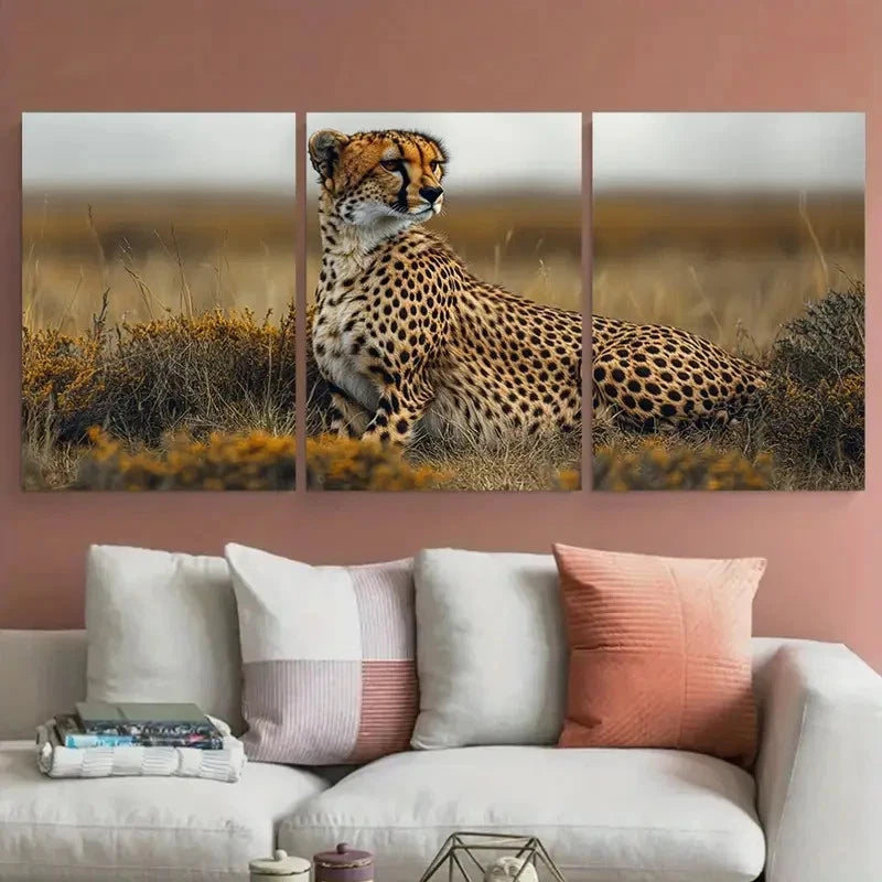 3pcs Cheetah Maasai Mara National Reserve Metal Print Ready to Hang Art