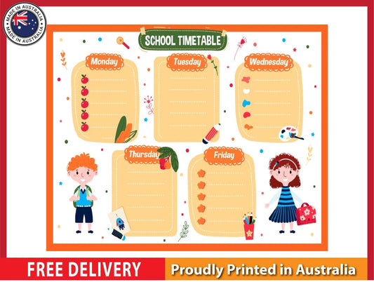 NEW (LAMINATED) School Timetable (61X91CM) educational CHART PICTURE PRINT