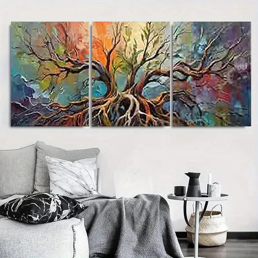 3pcs Roots & Branches Modern Nature Wall Art Set Canvas Framed 40x60cm - High Quality Print 100% Australian Made Wall Canvas Ready to Hang