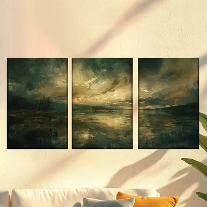 3pcs Dark Gothic Clouds Wall Art Set Canvas Framed 60x90cm - High Quality Print 100% Australian Made Wall Canvas Ready to Hang