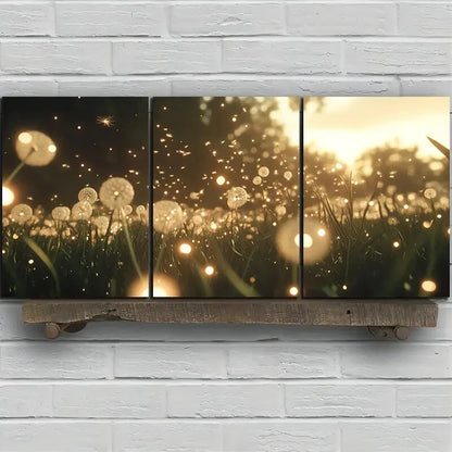 3pcs Beautiful Dandelion Golden Metal Print Ready to Hang Art