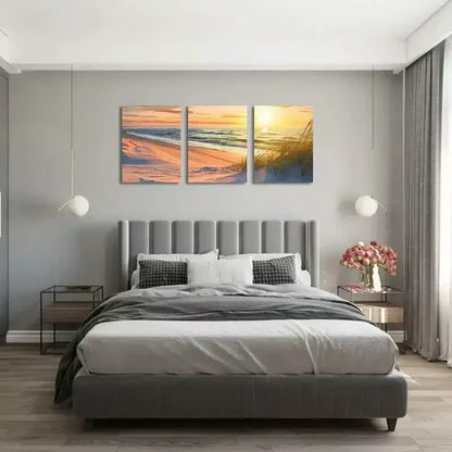 3pcs Sunset Beach Canvas Framed 60x90cm - High Quality Print 100% Australian Made Wall Canvas Ready to Hang