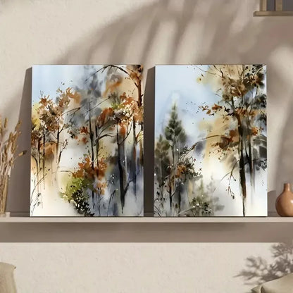 2pcs Forest Nature Abstract Landscape Tree Woodland Framed 50x75cm - High Quality Print 100% Australian Made Wall Canvas Ready to Hang