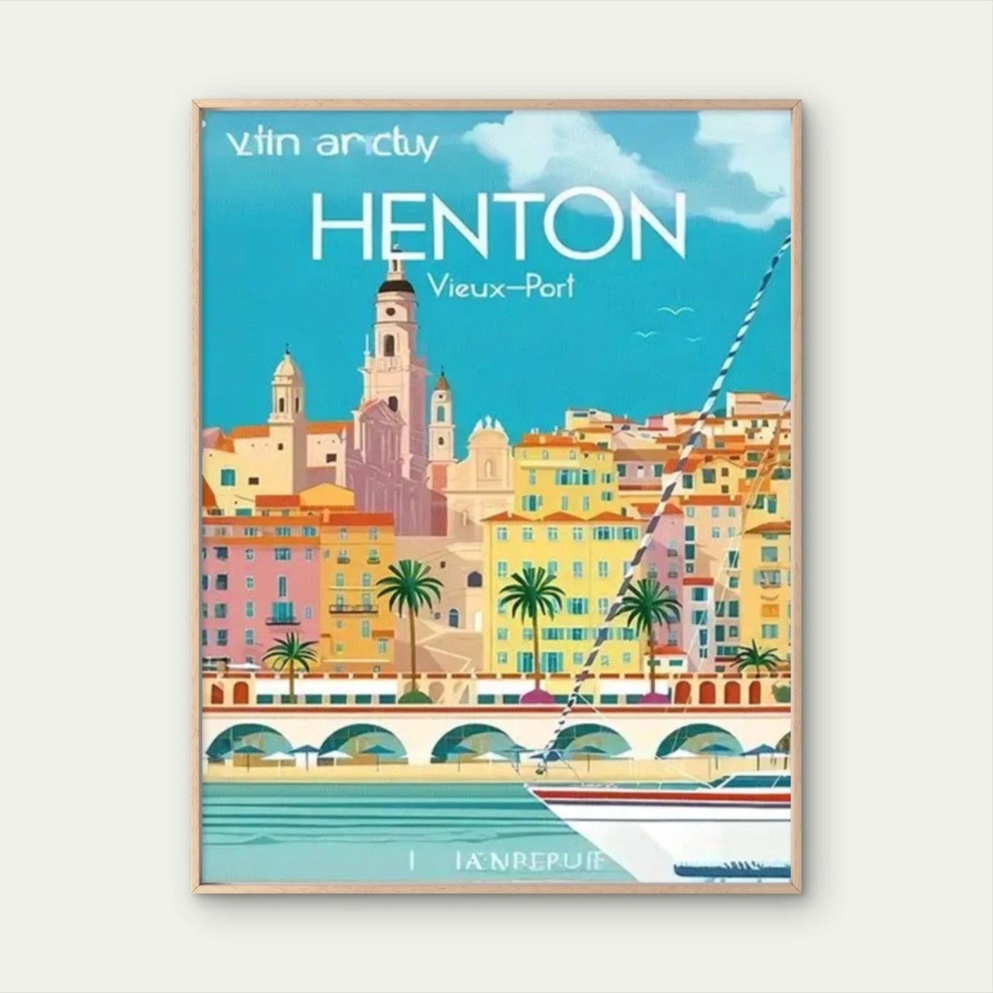 Menton is a town on the French Riviera Travel Poster Print Wall Art