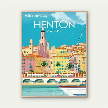 Menton is a town on the French Riviera Travel Poster Print Wall Art