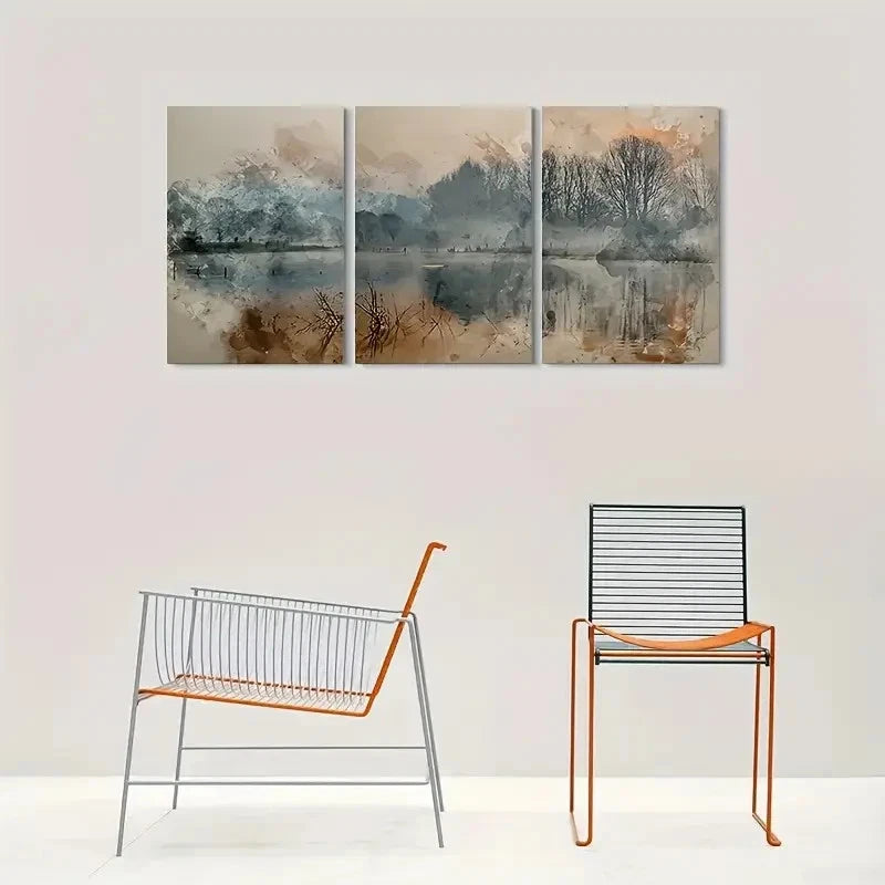 3pcs Abstract Landscape Brown and Beige Themed Wall Art Set Canvas Framed 40x60cm - High Quality Print 100% Australian Made Wall Canvas Ready to Hang
