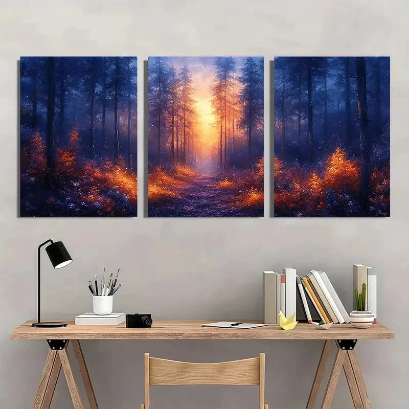 3pcs Magical Fantasy Land unlit Pathway through Metal Print Ready to Hang Art