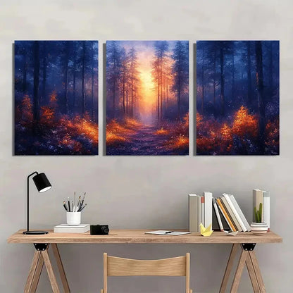 3pcs Magical Fantasy Land unlit Pathway through Metal Print Ready to Hang Art