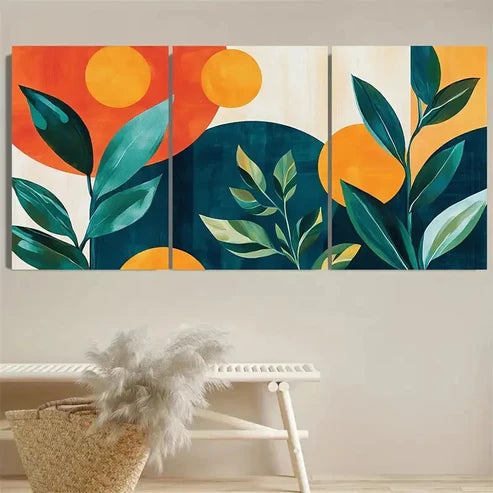 3pcs DustinWay Art Ring Circles Plants Wall Art Set Canvas Unframed - High Quality Print 100% Australian Made Wall Canvas