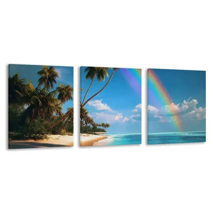 3pcs Australian Hyams Beach & Rainbow arches Wall Art Set Canvas Framed 60x90cm - High Quality Print 100% Australian Made Wall Canvas Ready to Hang
