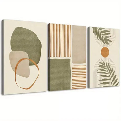 3pcs Bohemian Abstract Tropical Leaf Art Canvas Framed 60x90cm - High Quality Print 100% Australian Made Wall Canvas Ready to Hang