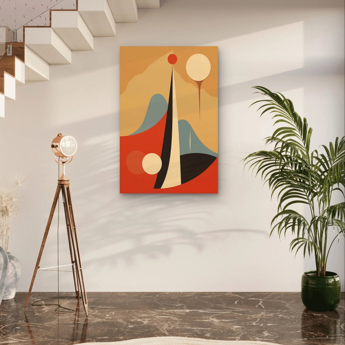 Mid-Century Modern Abstract Landscape 40x60cm Metal Print Ready to Hang