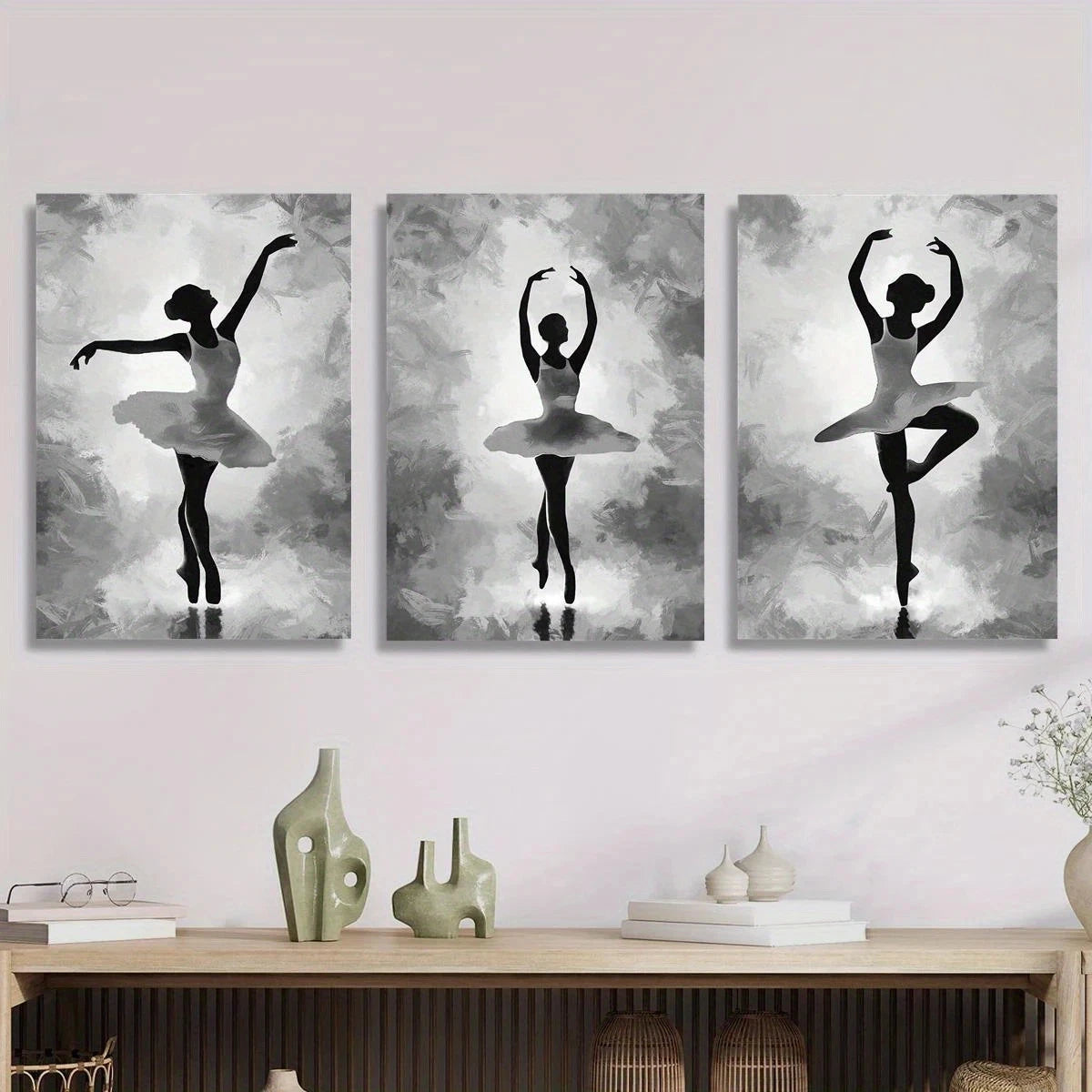 3pcs Black and White Silhouette Metal Print Ready to Hang Art