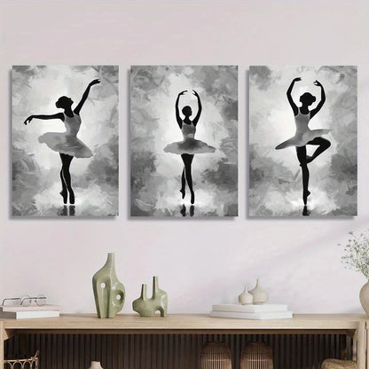 3pcs Black and White Silhouette Metal Print Ready to Hang Art