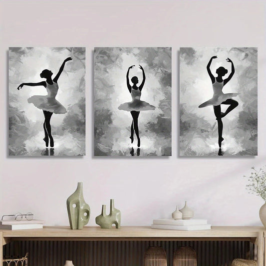 3pcs Black and White Silhouette Metal Print Ready to Hang Art