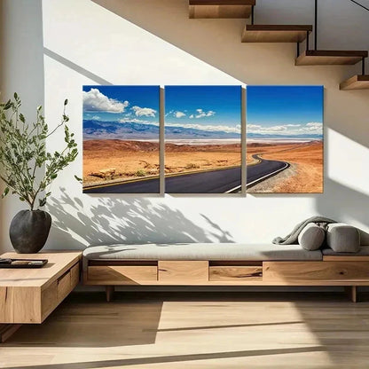 3pcs Highway Desert Road Modern Decor Wall Art Set Canvas Framed 40x60cm - High Quality Print 100% Australian Made Wall Canvas Ready to Hang