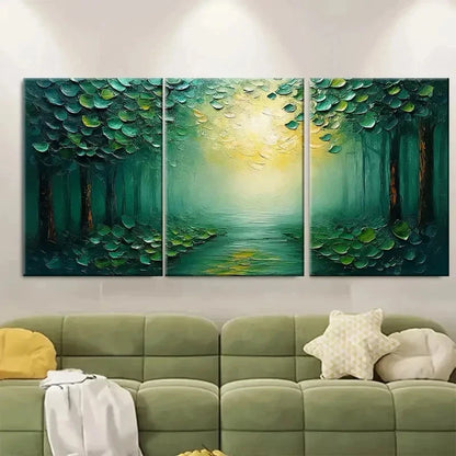 3pcs Large Green HJ Wall Art Set Canvas Framed 40x60cm - High Quality Print 100% Australian Made Wall Canvas Ready to Hang