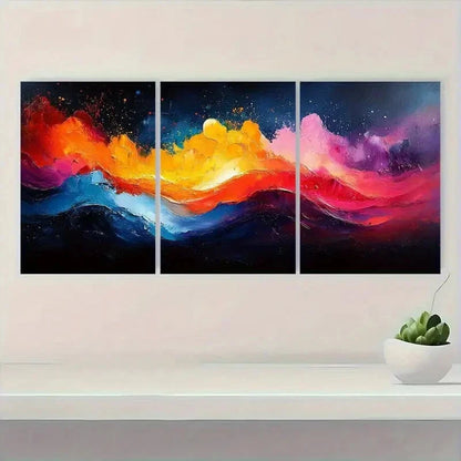 3pcs Featuring Vibrant Abstract Swirls Paintings Metal Print Ready to Hang Art