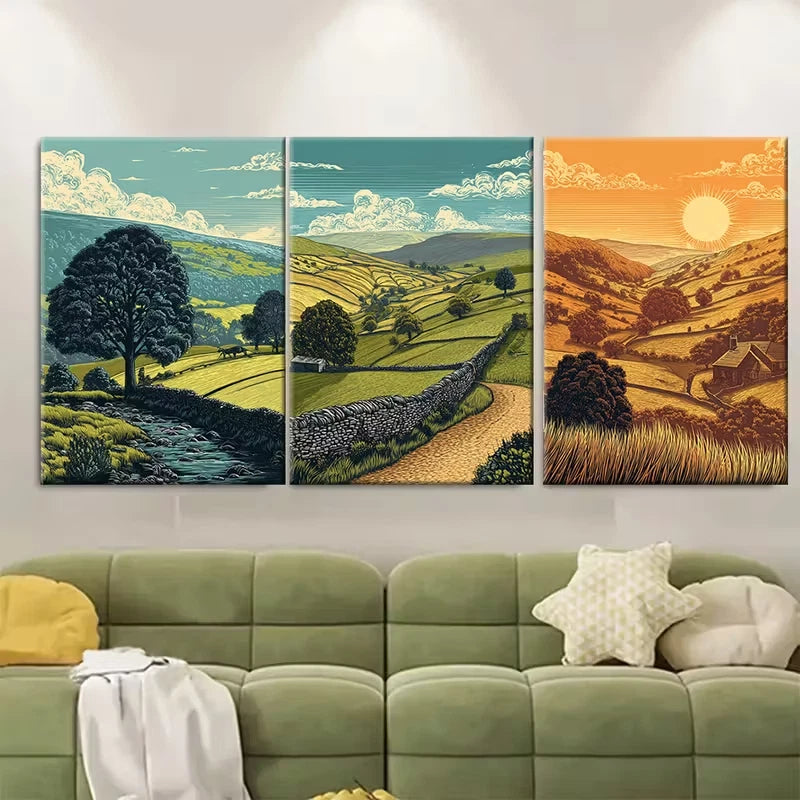 3pcs Yorkshire Dales Metal Print Ready to Hang Art