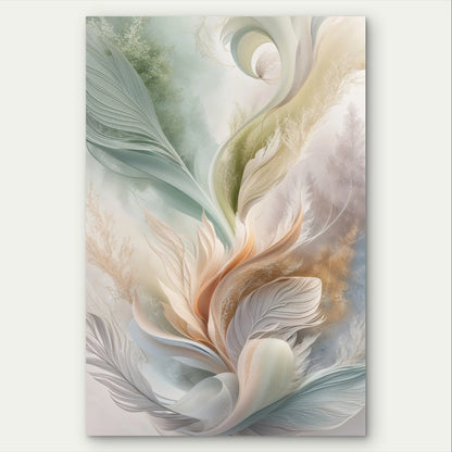 Soft Pastel Ethereal Abstract Flowing Feathers 40x60cm Metal Print Ready to Hang
