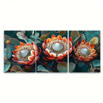 3pcs South Africa Travel Floral Illustration Wall Art Set Canvas Framed 40x60cm - High Quality Print 100% Australian Made Wall Canvas Ready to Hang