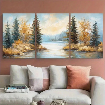 3pcs Carter Lake Iowa Pine Trees Landscape Metal Print Ready to Hang Art