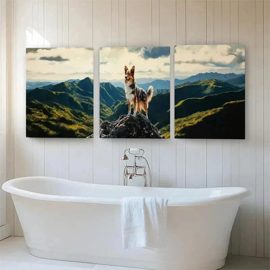 3pcs Majestic Dog Mountain Landscape Perfect Wall Art Set Canvas Framed 40x60cm - High Quality Print 100% Australian Made Wall Canvas Ready to Hang