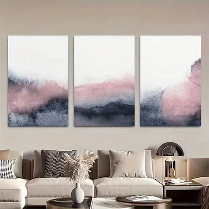 3pcs Blush Pink and Grey Wall Art Painting Metal Print Ready to Hang Art