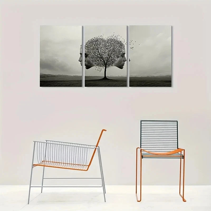 3pcs Abstract Tree Dual Face Design Metal Print Ready to Hang Art