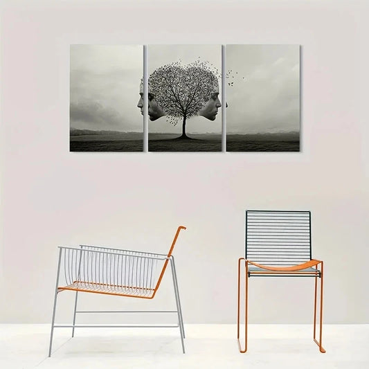 3pcs Abstract Tree Dual Face Design Metal Print Ready to Hang Art
