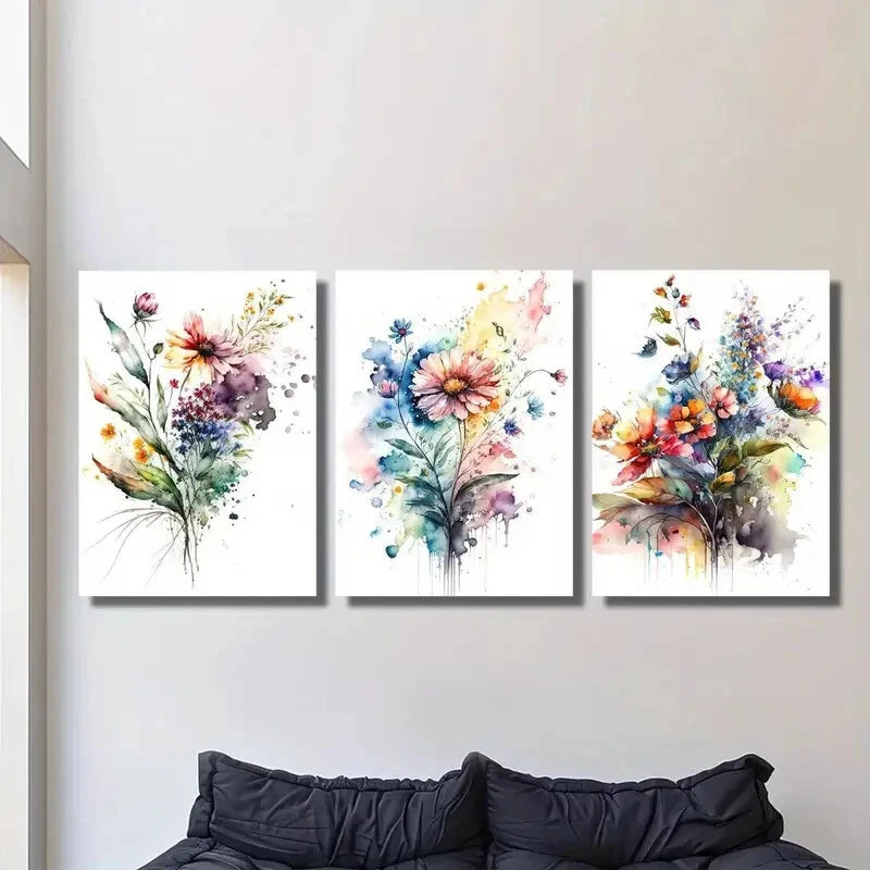 3pcs Abstract beautiful flowers impressionist Metal Print Ready to Hang Art