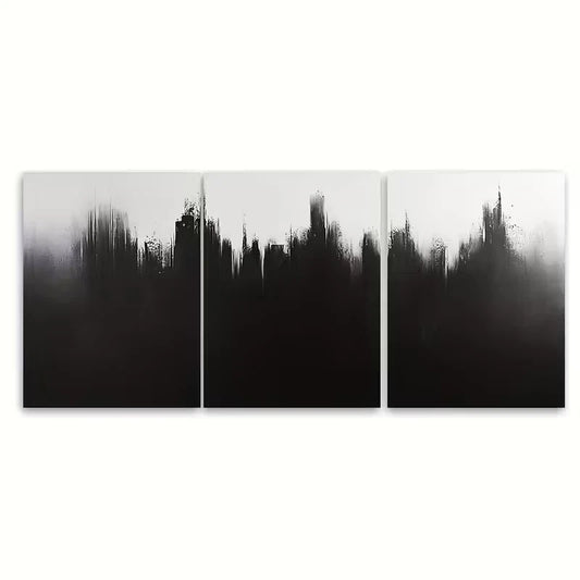 3pcs Monochrome Brushstroke Metal Print Ready to Hang Art