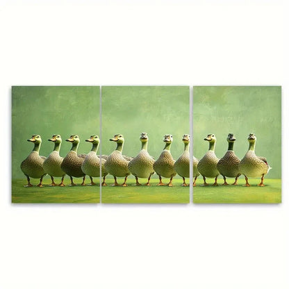 3pcs Silly Goose Funny illustration Wall Art Set Canvas Framed 60x90cm - High Quality Print 100% Australian Made Wall Canvas Ready to Hang