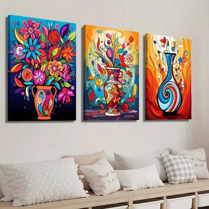 3pcs Abstract Plant and Flower Decor Wall Art Set Canvas Unframed - High Quality Print 100% Australian Made Wall Canvas