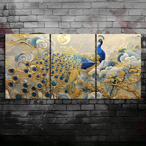 3pcs Peacock Oil Painting Canvas Framed 60X90cm - High Quality Print 100% Australian Made Wall Canvas Ready to Hang