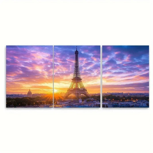 3pcs Paris Print Paris, the eiffel tower Art Metal Print Ready to Hang Art