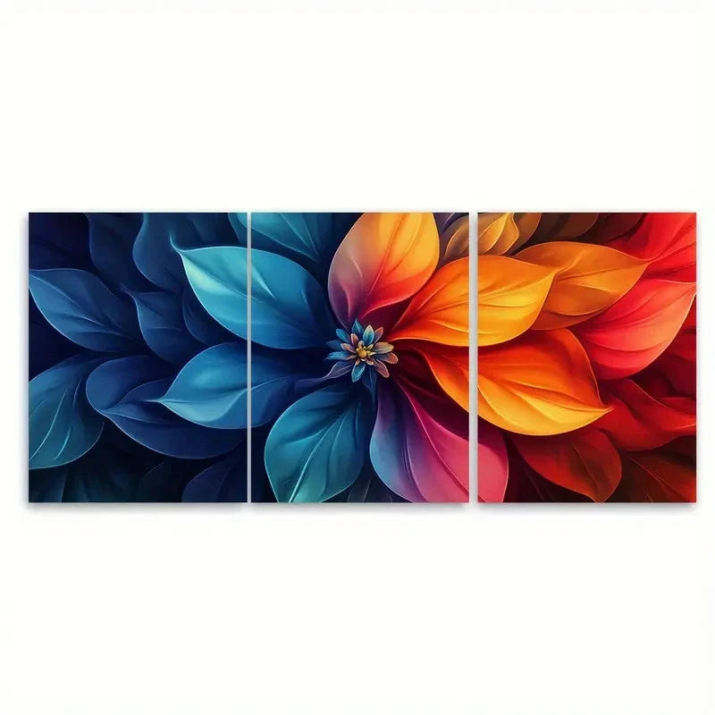 3pcs Abstract Flower Digital Illustration Wall Art Set Canvas Framed 60x90cm - High Quality Print 100% Australian Made Wall Canvas Ready to Hang