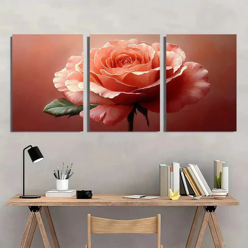 3pcs Featuring a Rose Design Decor Metal Print Ready to Hang Art