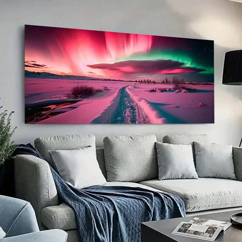 Northern Aurora Borealis wall canvas office home room framed 120x60cm - Bella Home Decor