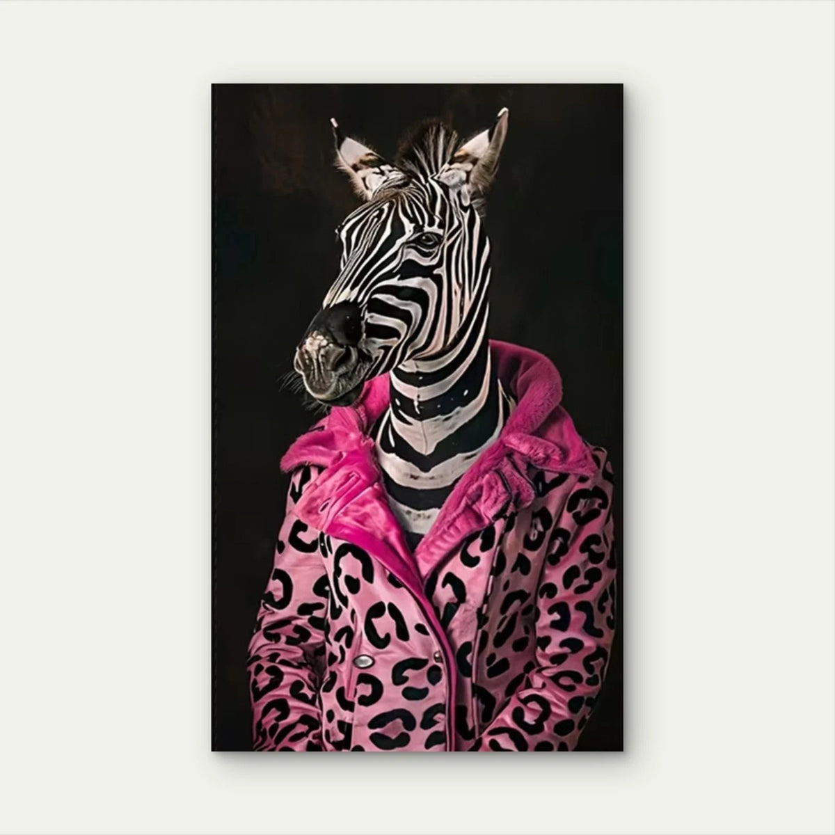 Zebra in Pink Coat 60x90cm Metal Print Ready to Hang