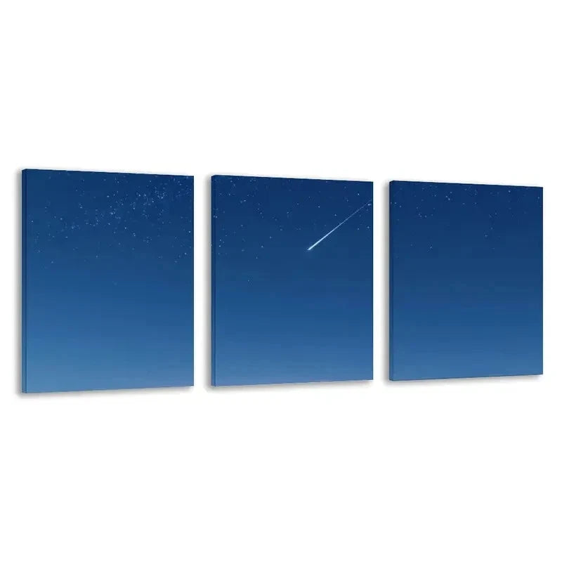 3pcs A Shooting Star Across The Night Sky    Wall Art Set Canvas Framed 60x90cm - High Quality Print 100% Australian Made Wall Canvas Ready to Hang