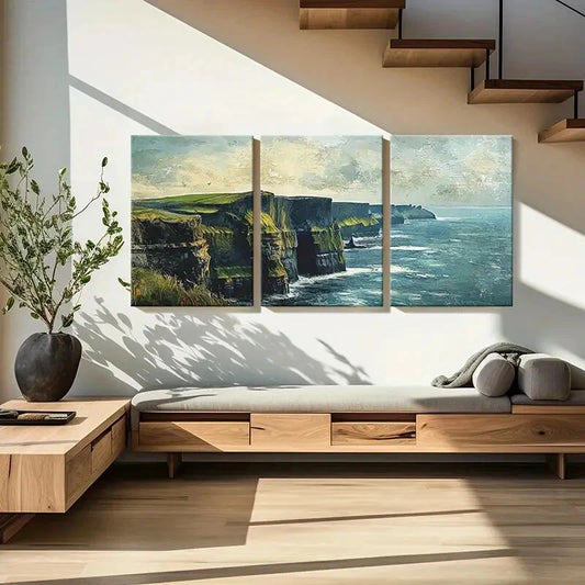 3pcs Artistic Ocean Cliffs Landscape Coastal Metal Print Ready to Hang Art